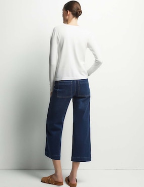Jeans coulotte wide leg cintura Sfera para mujer