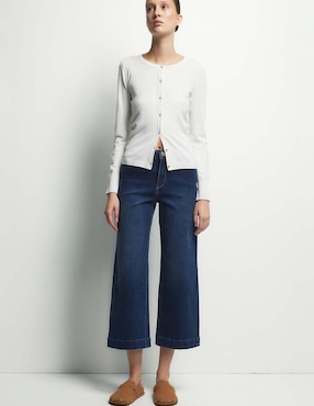 Jeans coulotte wide leg cintura Sfera para mujer
