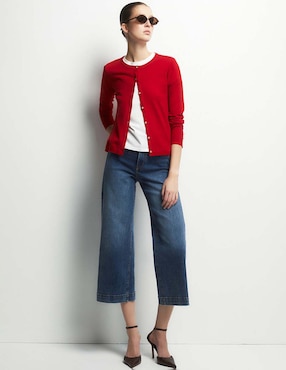 Jeans coulotte wide leg cintura Sfera para mujer