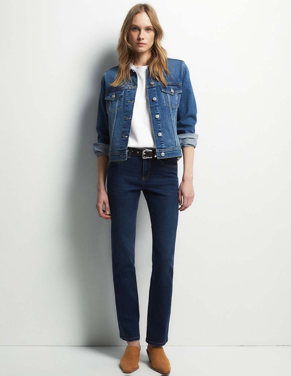 Jeans slim a la cintura para mujer 4